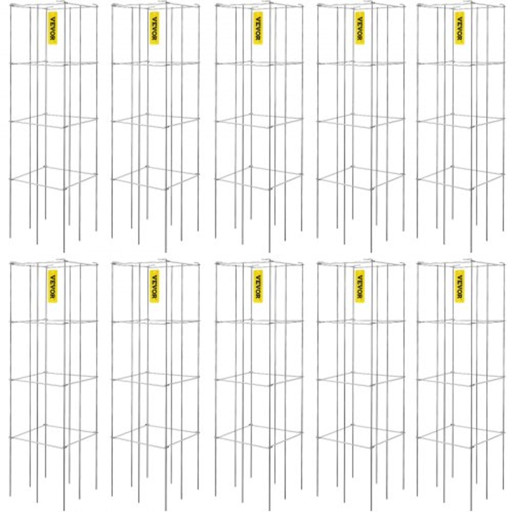 HeavyDuty Tomato Cages 10 Pack 461 Tall Square Plant Supports With PVC Coating Ideal For Tomatoes 1