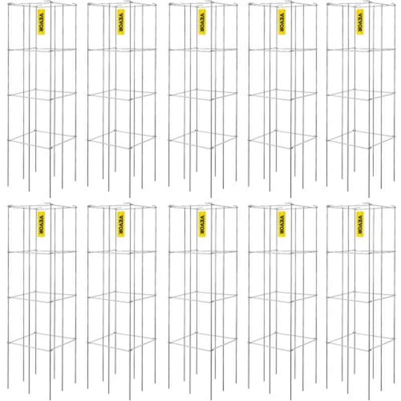 HeavyDuty Tomato Cages 10 Pack 461 Tall Square Plant Supports With PVC Coating Ideal For Tomatoes 1