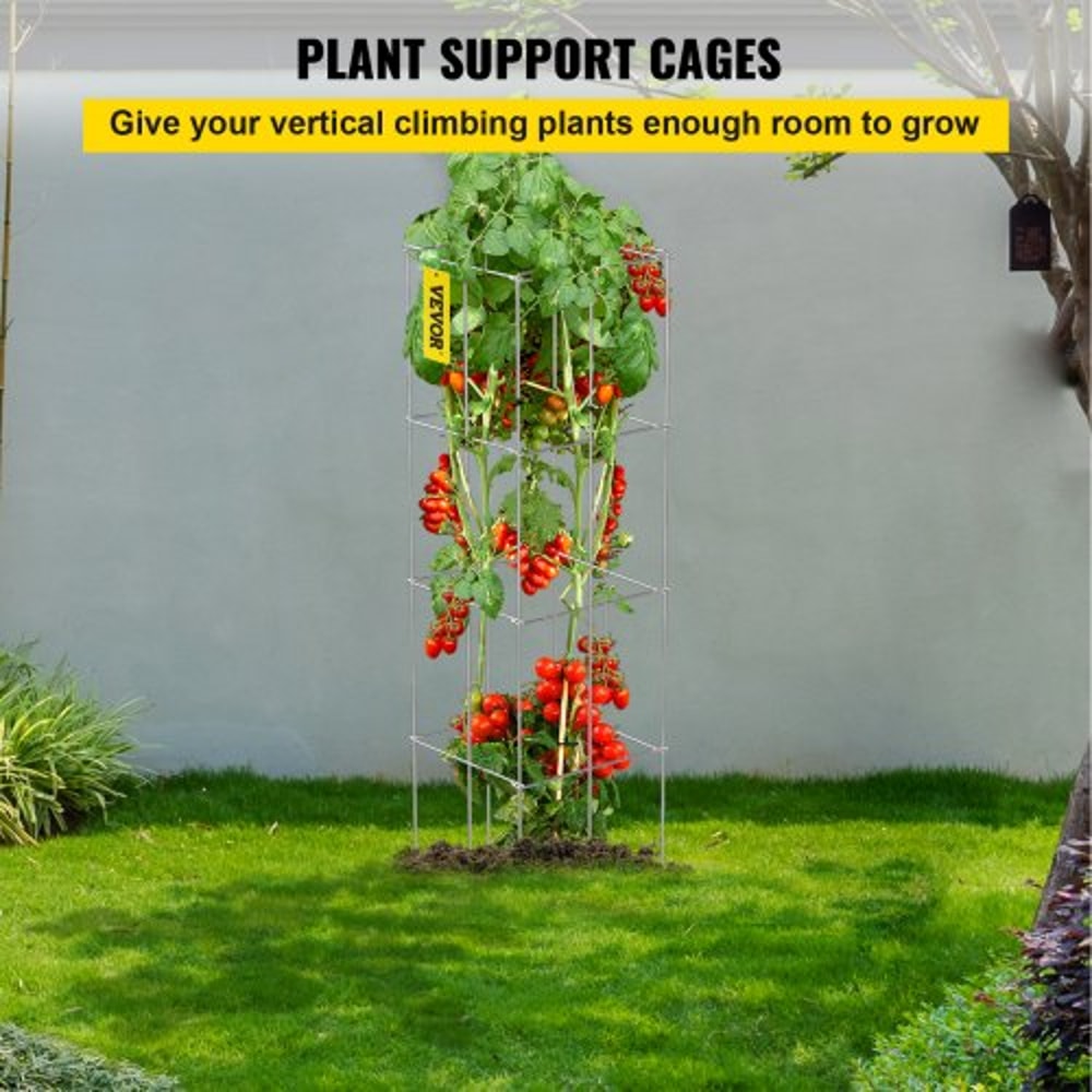 HeavyDuty Tomato Cages 10 Pack 461 Tall Square Plant Supports With PVC Coating Ideal For Tomatoes 2