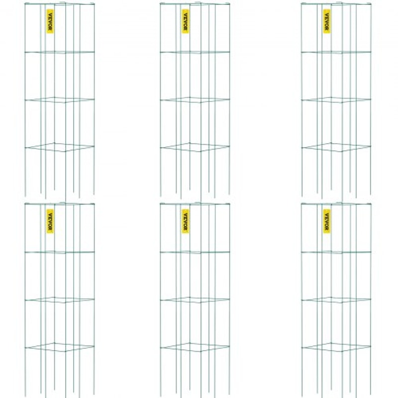 6Pack 394 Tomato Cages 146 Square Plant Support For Vegetables Fruits Flowers Green PVCCoated Ste 1
