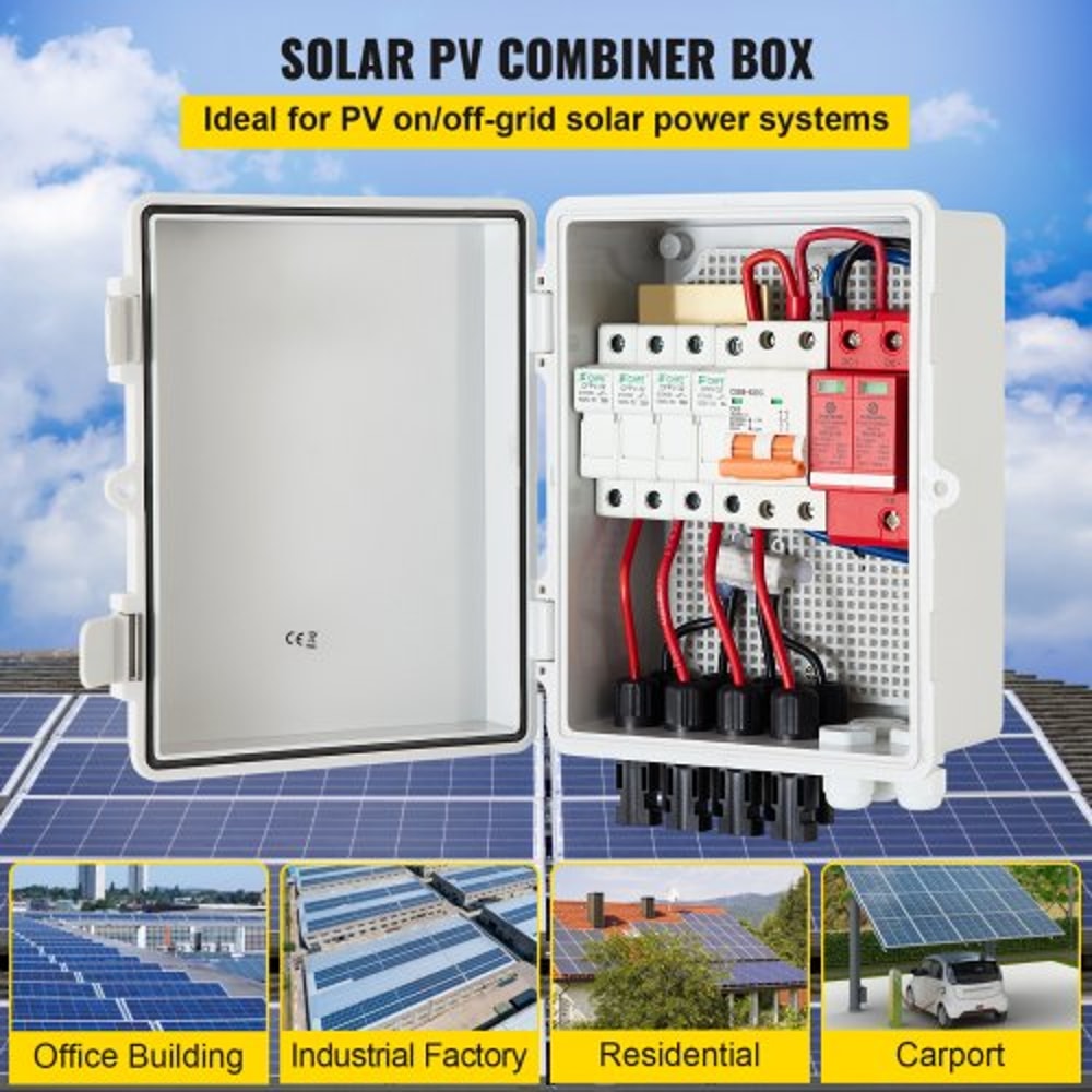 Solar PV Combiner Box 4 String 15A Fuse Box With 63A Breaker IP65 Waterproof For Outdoor Solar Pane 2