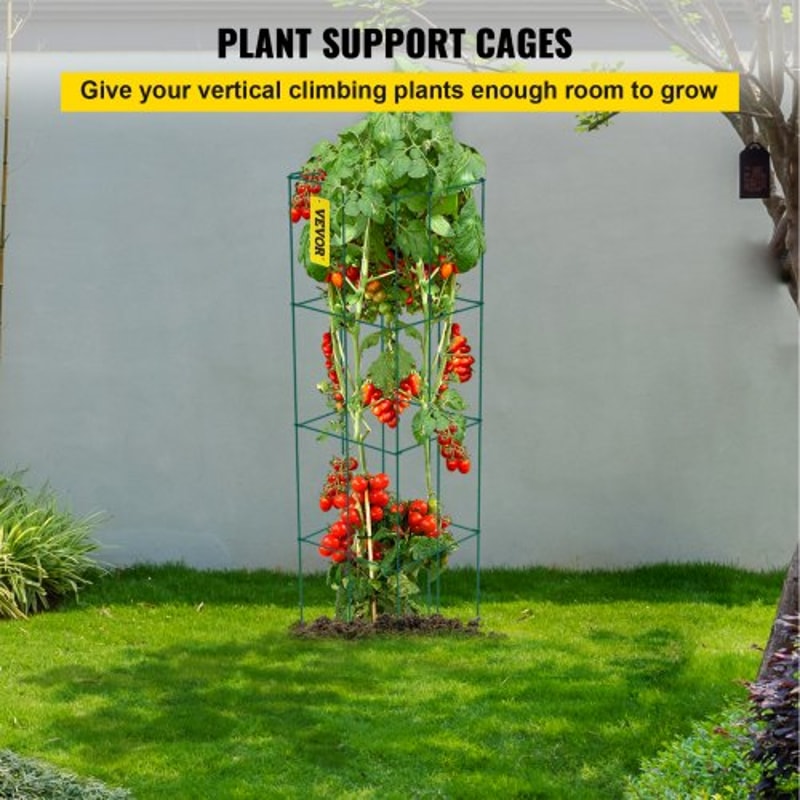 Tomato Cages 10 Pack 3Tier 461 Tall Square Plant Support Cages Sturdy Green PVCCoated Steel Trellis 2