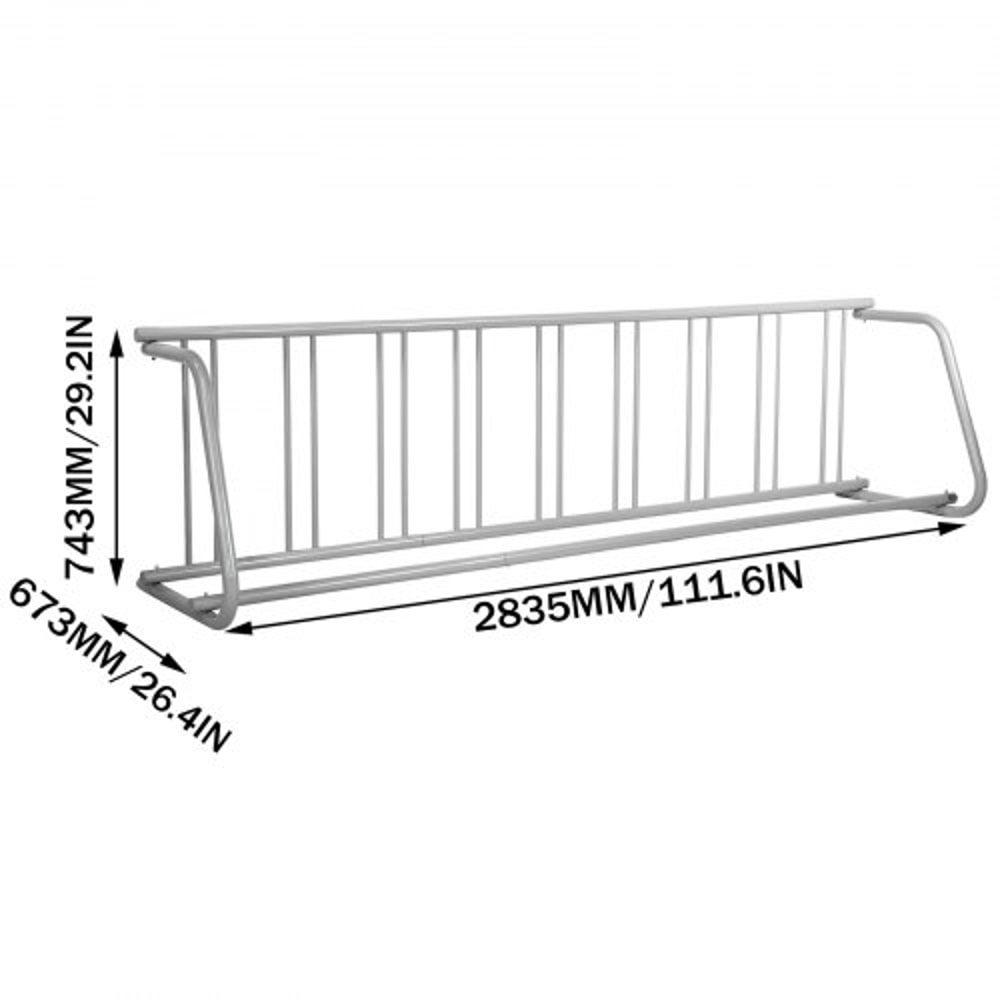111" Length Floor Bike Rack, 9 Holders All-Steel Grid Bike Rack for Garages, Streets & Yards – Single-Side Storage Stand