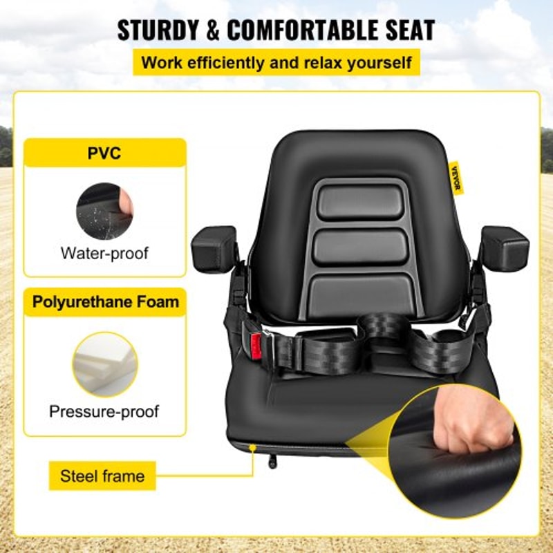 Universal Fold Down Forklift Seat With Retractable Safety Belt Armrest Adjustable Seat For Excavat 3