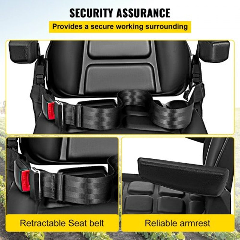 Universal Fold Down Forklift Seat With Retractable Safety Belt Armrest Adjustable Seat For Excavat 4