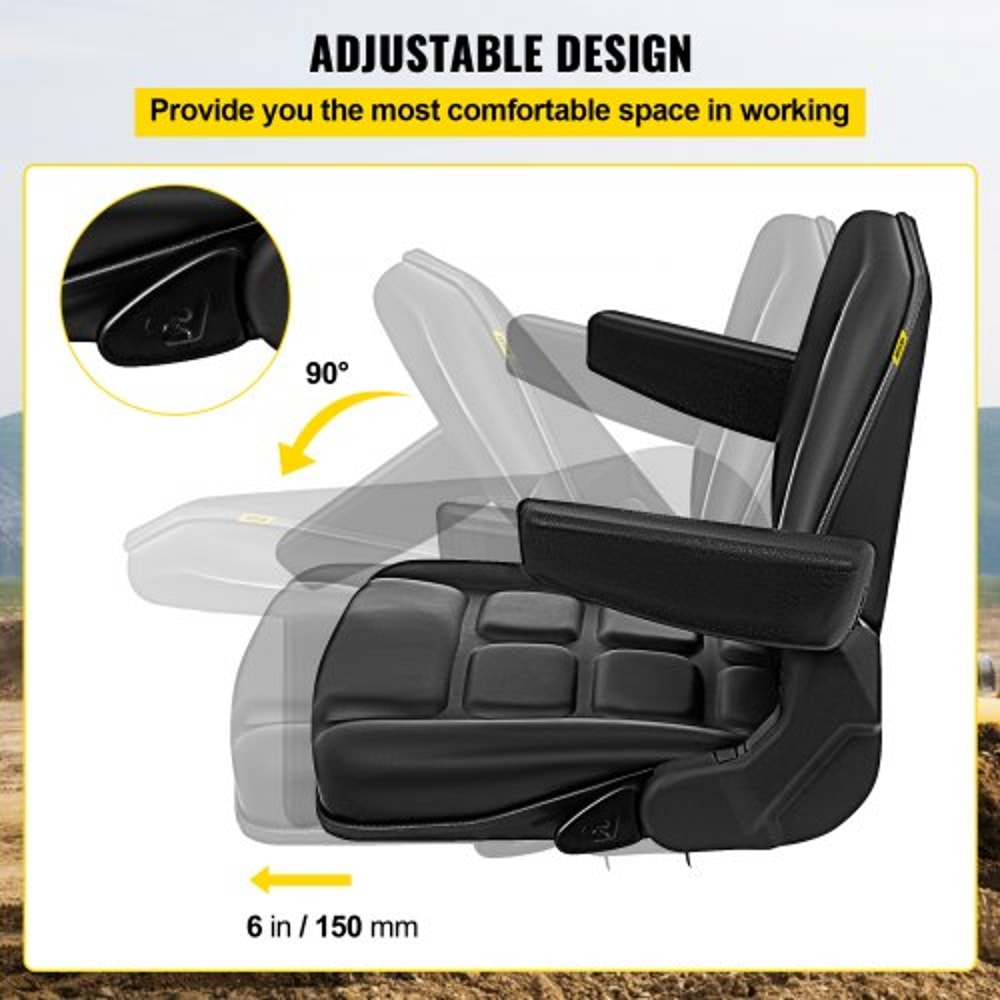 Universal Fold Down Forklift Seat With Retractable Safety Belt Armrest Adjustable Seat For Excavat 5