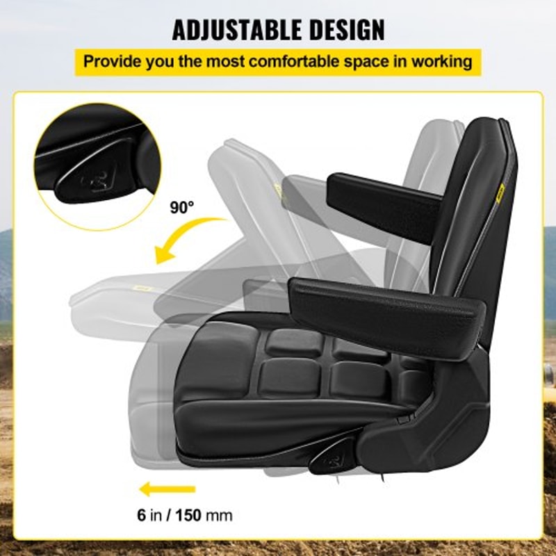 Universal Fold Down Forklift Seat With Retractable Safety Belt Armrest Adjustable Seat For Excavat 5