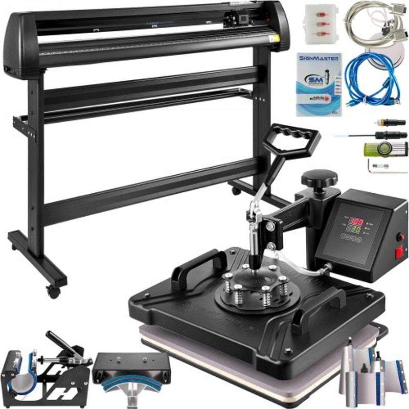8-in-1 Heat Press & Vinyl Cutter Combo, 12"x15" Transfer Machine with 53" Cutting Plotter for DIY, T-Shirts, and Custom