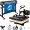 5-in-1 Heat Press & Vinyl Cutter Combo, 15"x15" Transfer Machine with 53" Cutting Plotter & USB Port for DIY Stickers