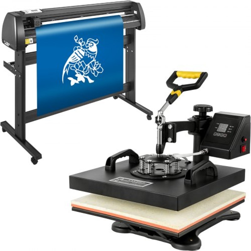 5-in-1 Heat Press & Vinyl Cutter Combo, 15"x15" Transfer Machine with 53" Cutting Plotter & USB Port for DIY Stickers