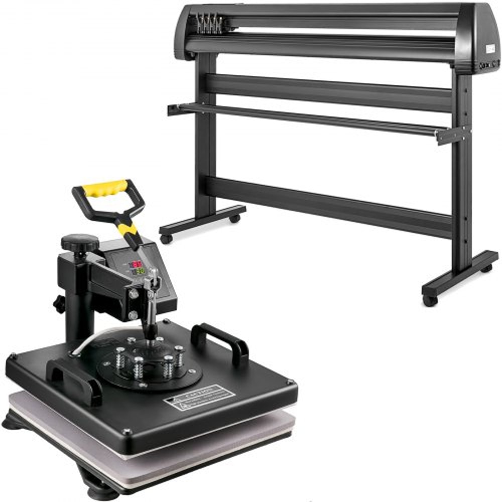 5-in-1 Heat Press & Vinyl Cutter Combo, 15"x15" Transfer Machine with 53" Cutting Plotter & USB Port for DIY Stickers