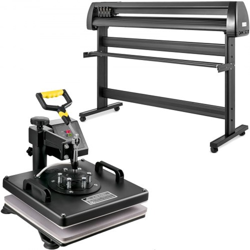 5-in-1 Heat Press & Vinyl Cutter Combo, 15"x15" Transfer Machine with 53" Cutting Plotter & USB Port for DIY Stickers