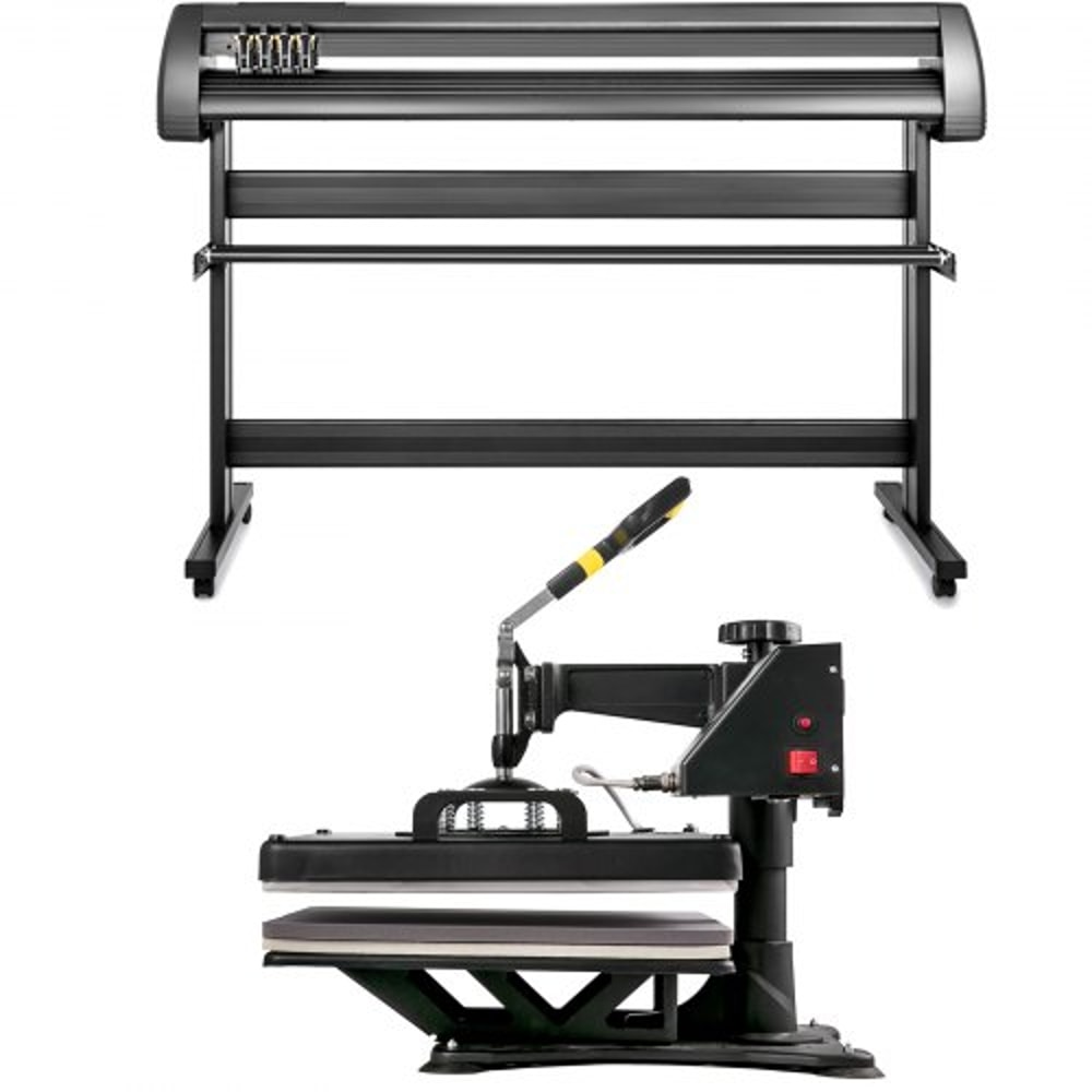 5-in-1 Heat Press & Vinyl Cutter Combo, 15"x15" Transfer Machine with 53" Cutting Plotter & USB Port for DIY Stickers