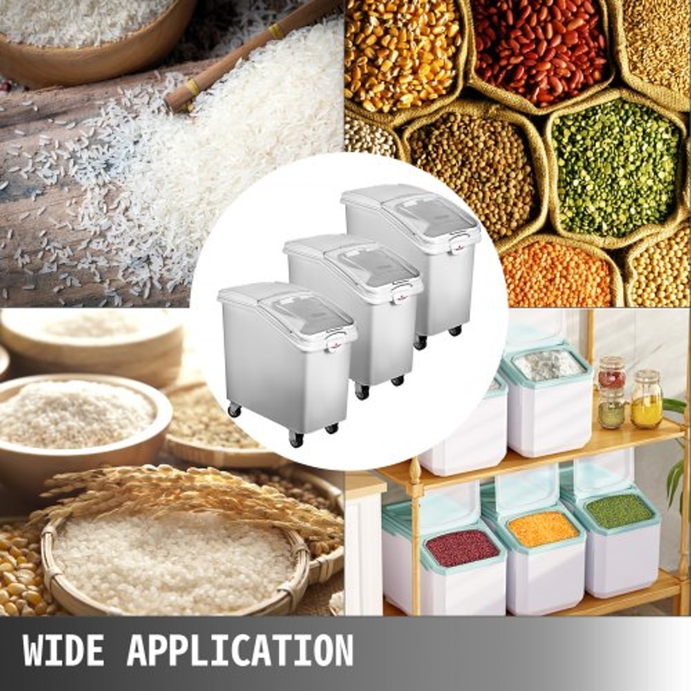 3-Pack 21 Gallon Dry Ingredient Storage Bins with Casters, Commercial-Grade Kitchen Storage for Restaurants, Bakeries