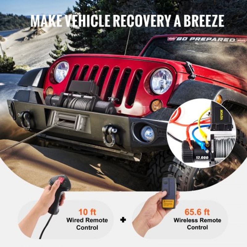 Truck Winch Electric Winch Steel Cable Power Winch Jeep Winch with Wireless Remote Control & Powerful Motor for UTV ATV