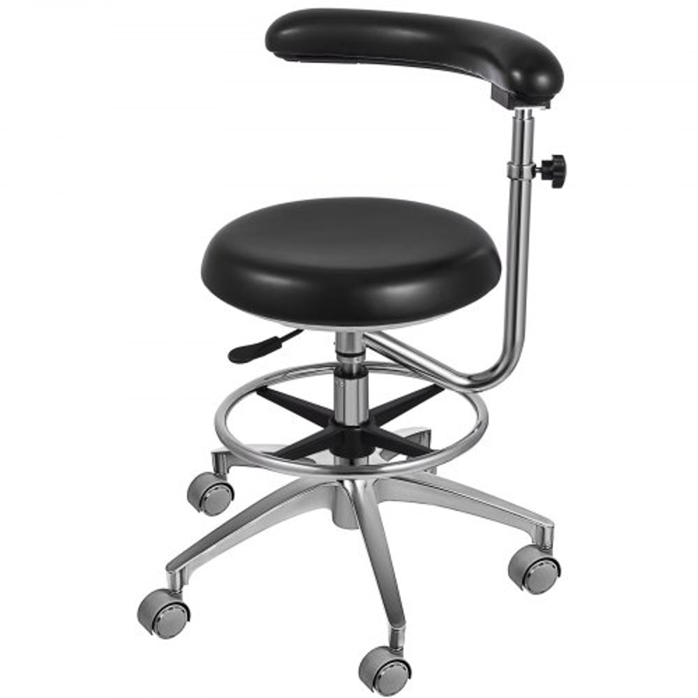 Ergonomic Medical Dental Stool Dentist Chair with PU Leather & Rotating Armrest, Adjustable Assistant Stool Chair