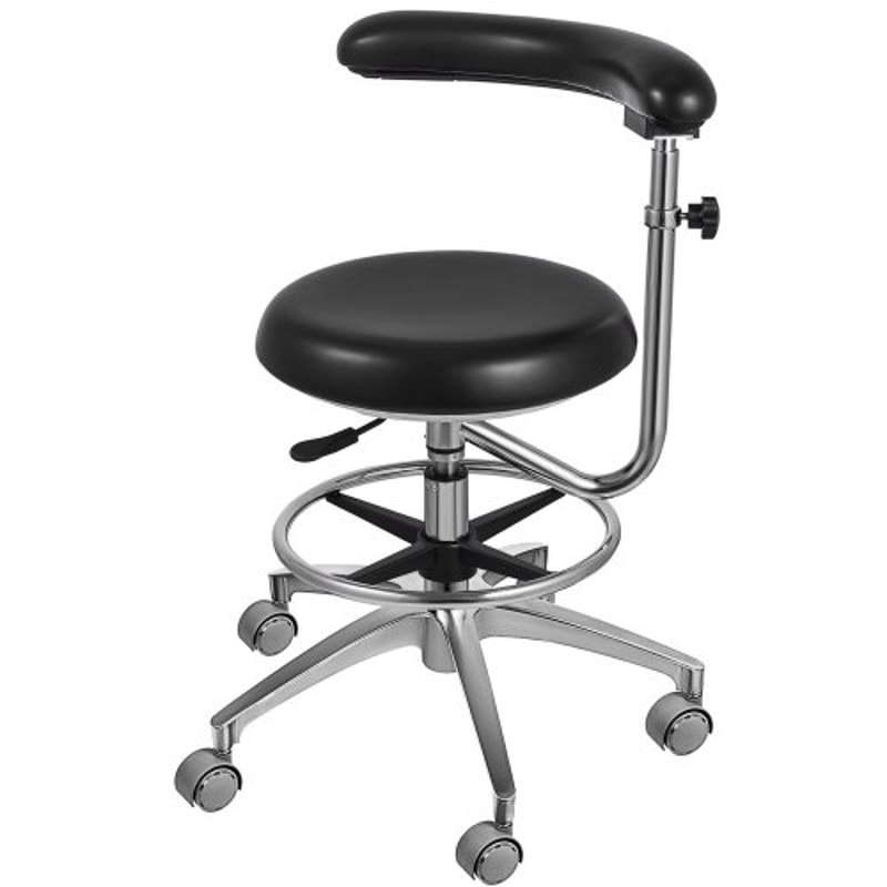 Ergonomic Medical Dental Stool Dentist Chair with PU Leather & Rotating Armrest, Adjustable Assistant Stool Chair
