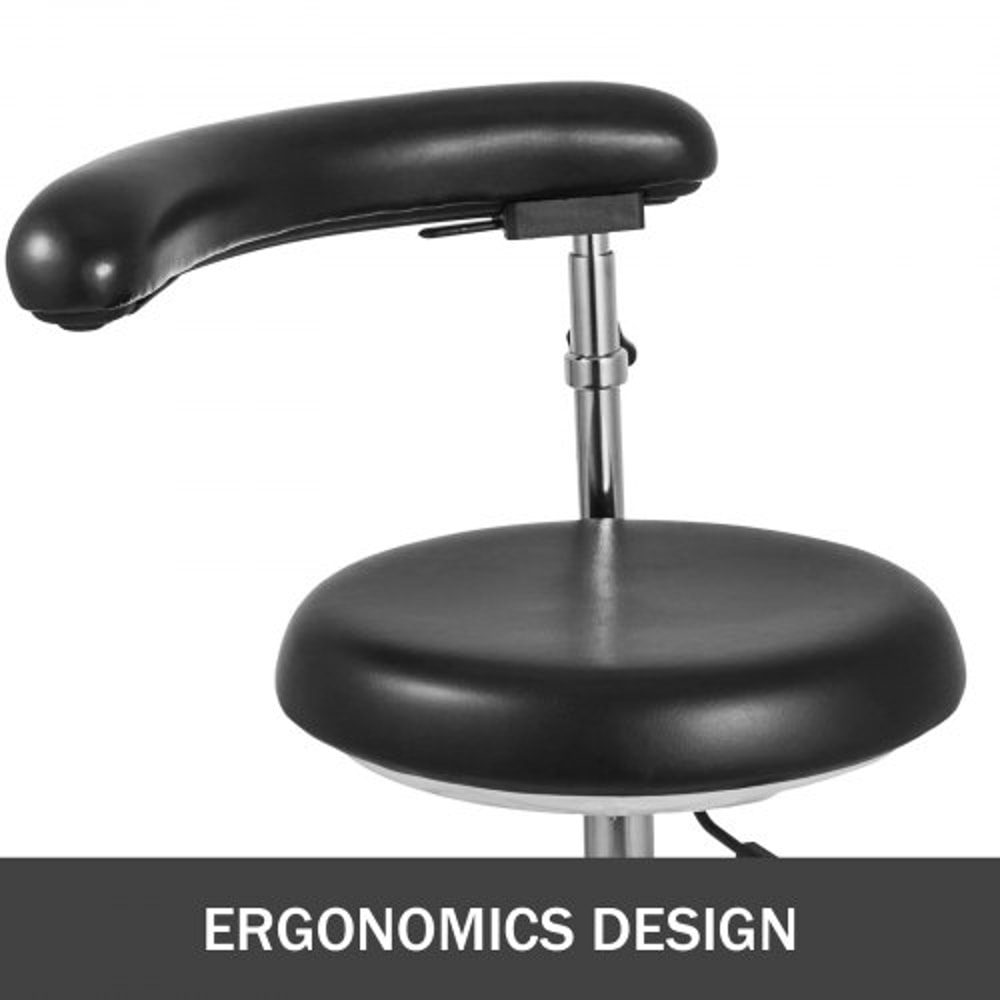 Ergonomic Medical Dental Stool Dentist Chair with PU Leather & Rotating Armrest, Adjustable Assistant Stool Chair