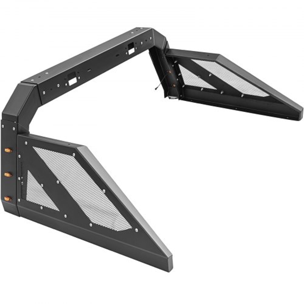 Adjustable Truck Roll Bar Chase Rack with Amber Side Marker Lamps, Universal Fit, Heavy-Duty Steel for Pickup Truck Beds