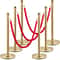 Gold Stanchion with Ball Top, Stainless Steel Velvet Ropes and Posts, Red Crowd Control Barrier for Events, Hotels