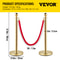 Gold Stanchion with Ball Top, Stainless Steel Velvet Ropes and Posts, Red Crowd Control Barrier for Events, Hotels