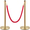 Gold Stanchion with Ball Top, Stainless Steel Velvet Ropes and Posts, Red Crowd Control Barrier for Events, Hotels
