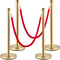 Stainless Steel Gold Stanchion Posts with Ball Top, Red Velvet Ropes and Posts, Crowd Control Barrier for Hotels, Events