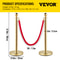 Stainless Steel Gold Stanchion Posts with Ball Top, Red Velvet Ropes and Posts, Crowd Control Barrier for Hotels, Events