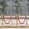 Stainless Steel Gold Stanchion Posts with Ball Top, Red Velvet Ropes and Posts, Crowd Control Barrier for Hotels, Events