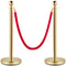Stainless Steel Gold Stanchion Posts with Ball Top, Red Velvet Ropes and Posts, Crowd Control Barrier for Hotels, Events