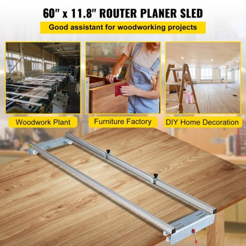 Adjustable Router Sled, Heavy-Duty Slab Guide Jig for Woodworking, Portable Planing Machine for Flattening Wood