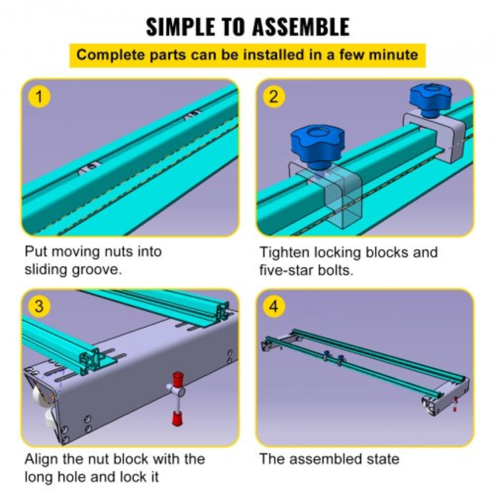 Adjustable Router Sled, Heavy-Duty Slab Guide Jig for Woodworking, Portable Planing Machine for Flattening Wood