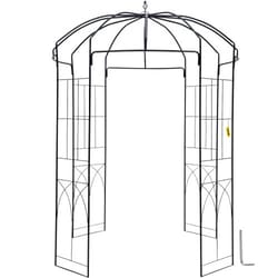 heavy duty wrought iron birdcage shape garden arbor, wedding arch trellis for climbing vines in outdoor garden, lawn