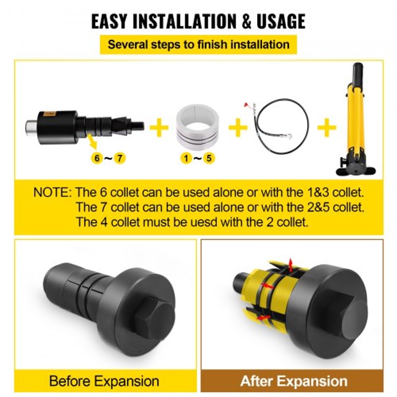 Hydraulic Exhaust Pipe Expander Manual Pipe Stretcher w/4 Dies & Cases for Copper, Aluminum Tubes & Auto Muffler Repair