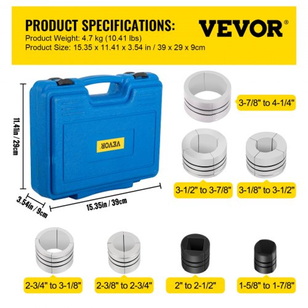 Hydraulic Exhaust Pipe Expander Manual Pipe Stretcher w/4 Dies & Cases for Copper, Aluminum Tubes & Auto Muffler Repair