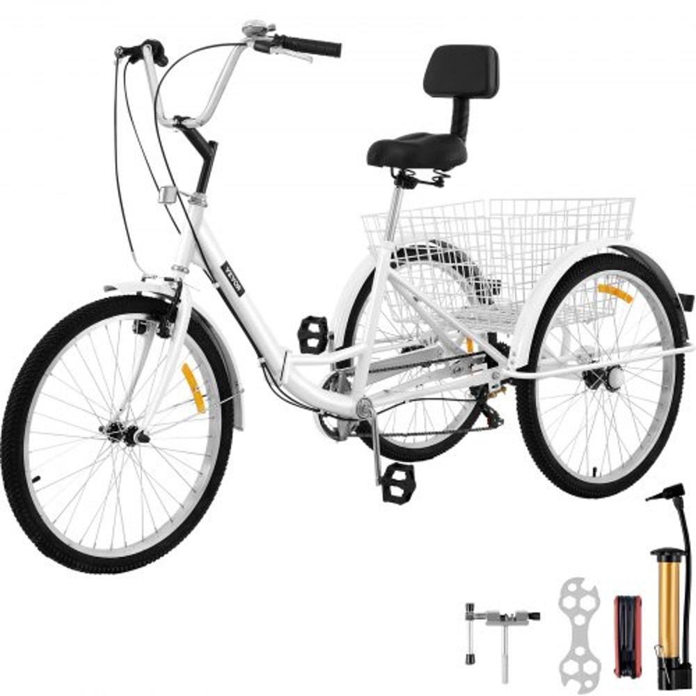 Adult Folding Tricycle 24 Wheels 7Speed Foldable 3Wheel Bike For Adults With Large Rear Basket 1