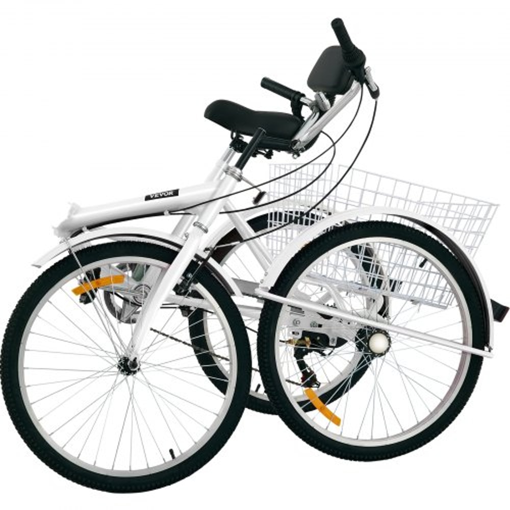 Adult Folding Tricycle 24 Wheels 7Speed Foldable 3Wheel Bike For Adults With Large Rear Basket 7