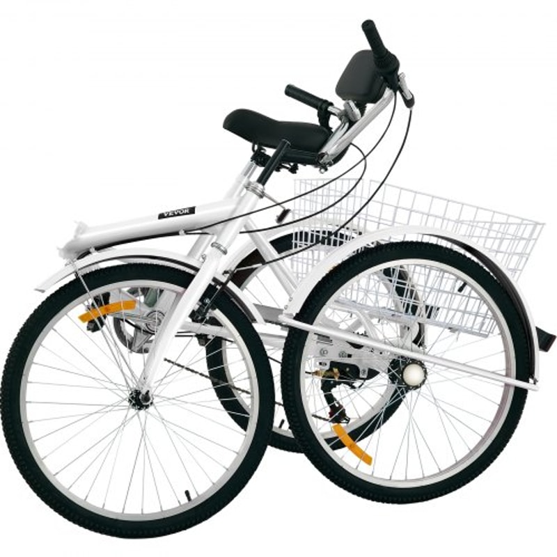 Adult Folding Tricycle 24 Wheels 7Speed Foldable 3Wheel Bike For Adults With Large Rear Basket 7
