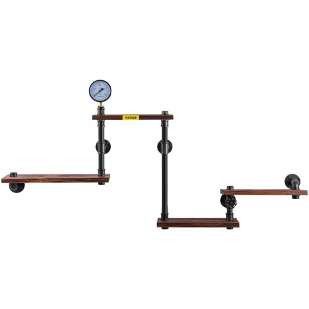 Pipe Shelves with Wood Planks, Rustic Industrial Wall Mounted Floating Shelving for Bar, Kitchen, Bathroom, Farmhouse