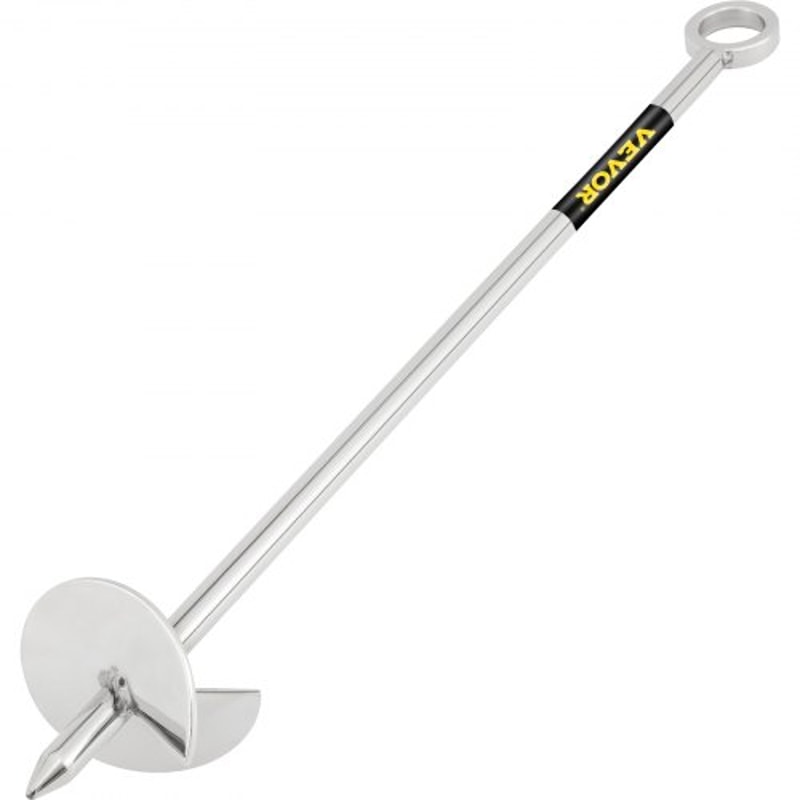 Stainless Steel Sand Anchor, Auger for Beach, Sandbar & Shallow Water, Removable Handle, Bungee Line & Bag