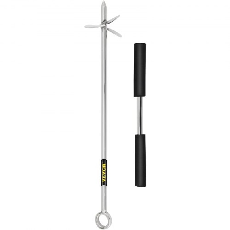 Stainless Steel Sand Anchor, Auger for Beach, Sandbar & Shallow Water, Removable Handle, Bungee Line & Bag