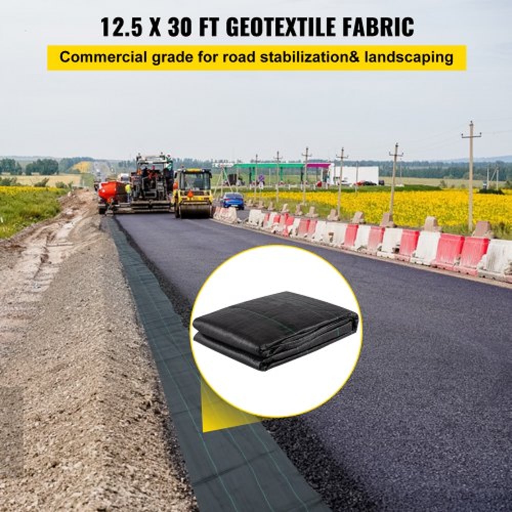 35oz Woven PP Driveway Drain Cloth Heavy Duty 125FT X 30FT Geotextile Fabric For Soil Stabilization 2