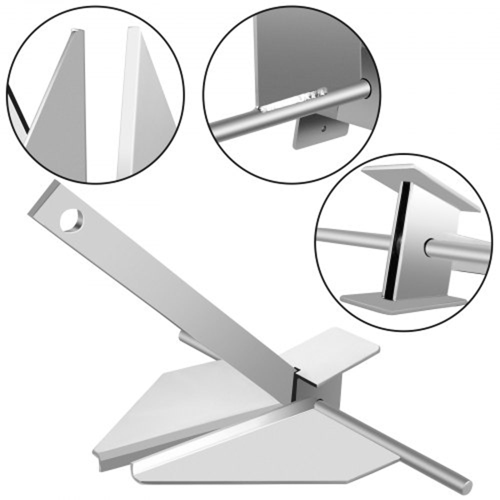 Fluke Style Boat Anchor Kit, Heavy-Duty Hot Dipped Galvanized Steel Marine Anchor with Rope, Chain & Shackles