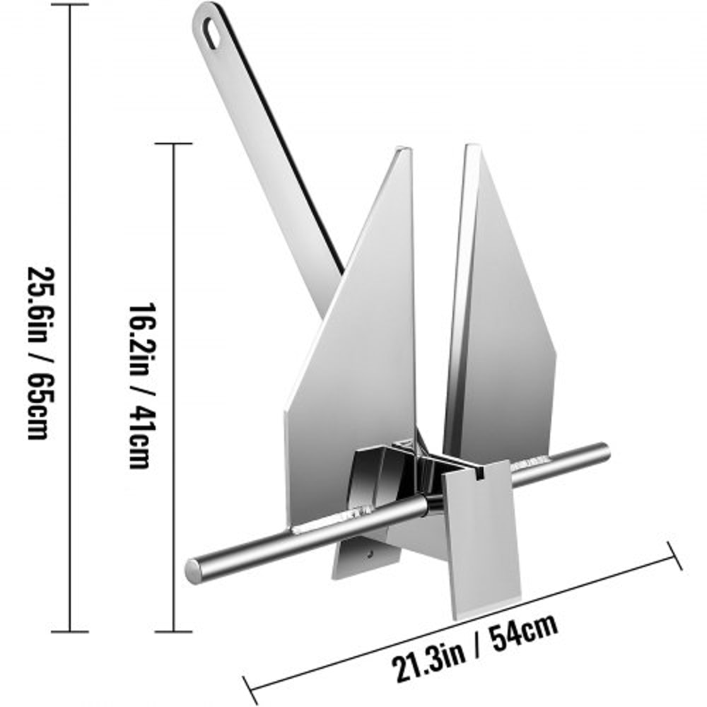Fluke Style Boat Anchor Kit, Heavy-Duty Hot Dipped Galvanized Steel Marine Anchor with Rope, Chain & Shackles