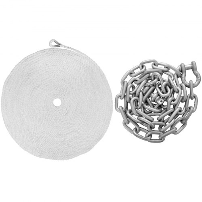 Fluke Style Boat Anchor Kit, Heavy-Duty Hot Dipped Galvanized Steel Marine Anchor with Rope, Chain & Shackles