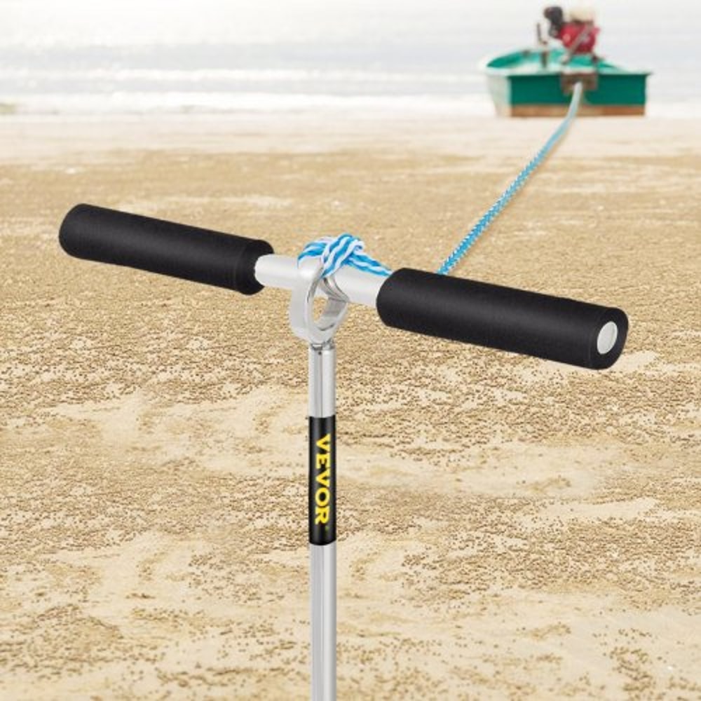 Stainless Steel Sand Anchor Auger, Removable Handle, Bungee Line & Carry Bag, Secure Jet Ski, Pontoon, PWC
