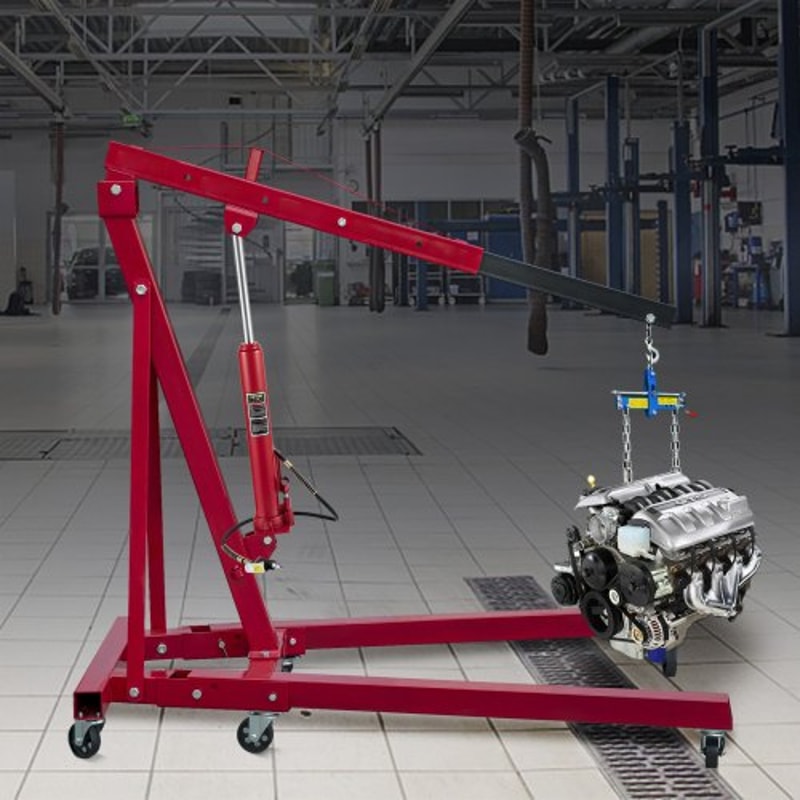 Hydraulic/Pneumatic Long Ram Jack with Single Piston Pump & Clevis Base, Engine Hoist Cherry Picker for Garage/Shop