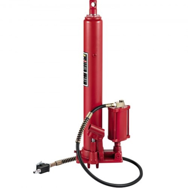 Hydraulic/Pneumatic Long Ram Jack with Single Piston Pump & Clevis Base, Engine Hoist Cherry Picker for Garage/Shop