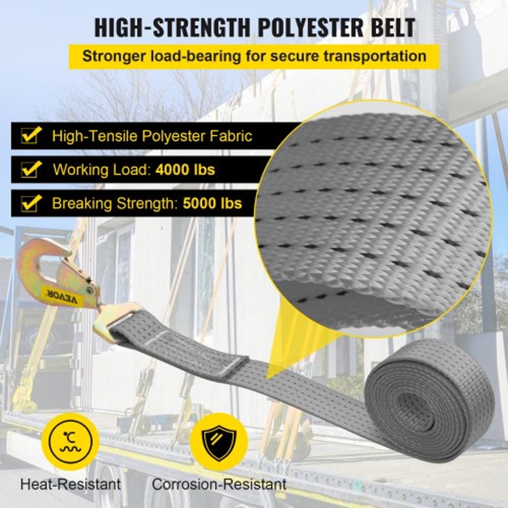 Heavy Duty Ratchet Tie Down Straps, Working Load with Snap Hooks & Axle Straps for Moving Motorcycles & Securing Cargo