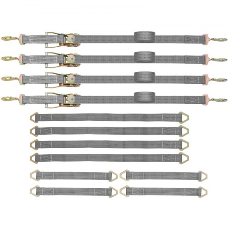 Heavy Duty Ratchet Tie Down Straps, Working Load with Snap Hooks & Axle Straps for Moving Motorcycles & Securing Cargo